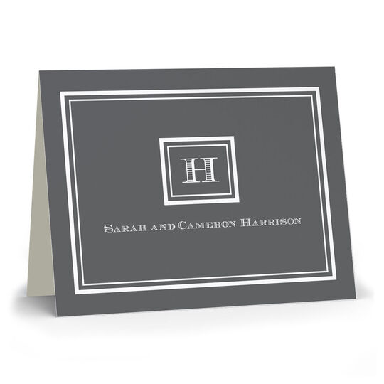 Gray Initial Folded Note Cards